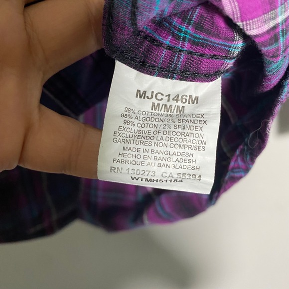 Wrangler 20X Competition Purple Plaid Western Shirt Mens Advanced Comfort M Snap - Picture 7 of 8